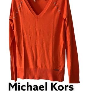 Michael Kors orange Vneck sweater